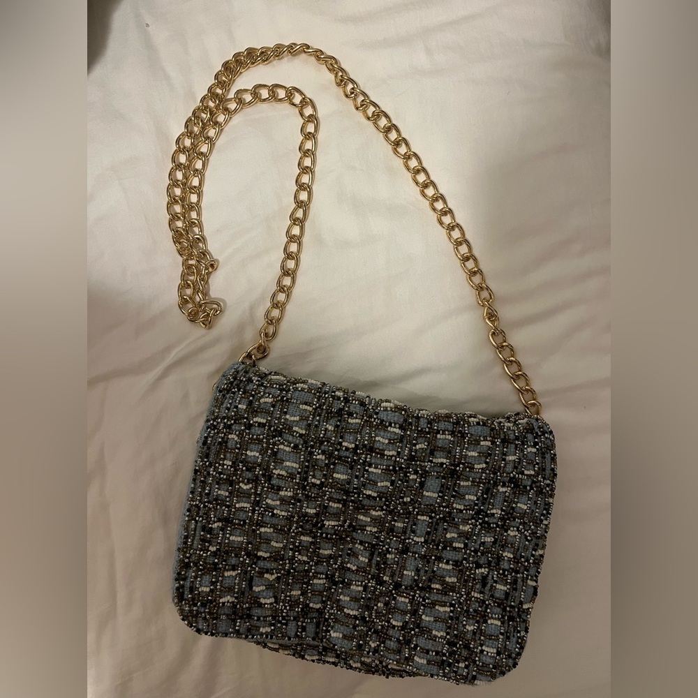 ZARA gold chain cross body beaded bag. Never worn, perfect condition
